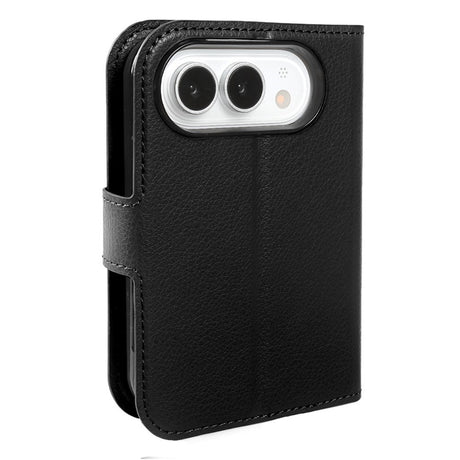 iPhone Fold EIDERWOOD Faux Leather Flip Case w. Card Holder & Stand Function - Black
