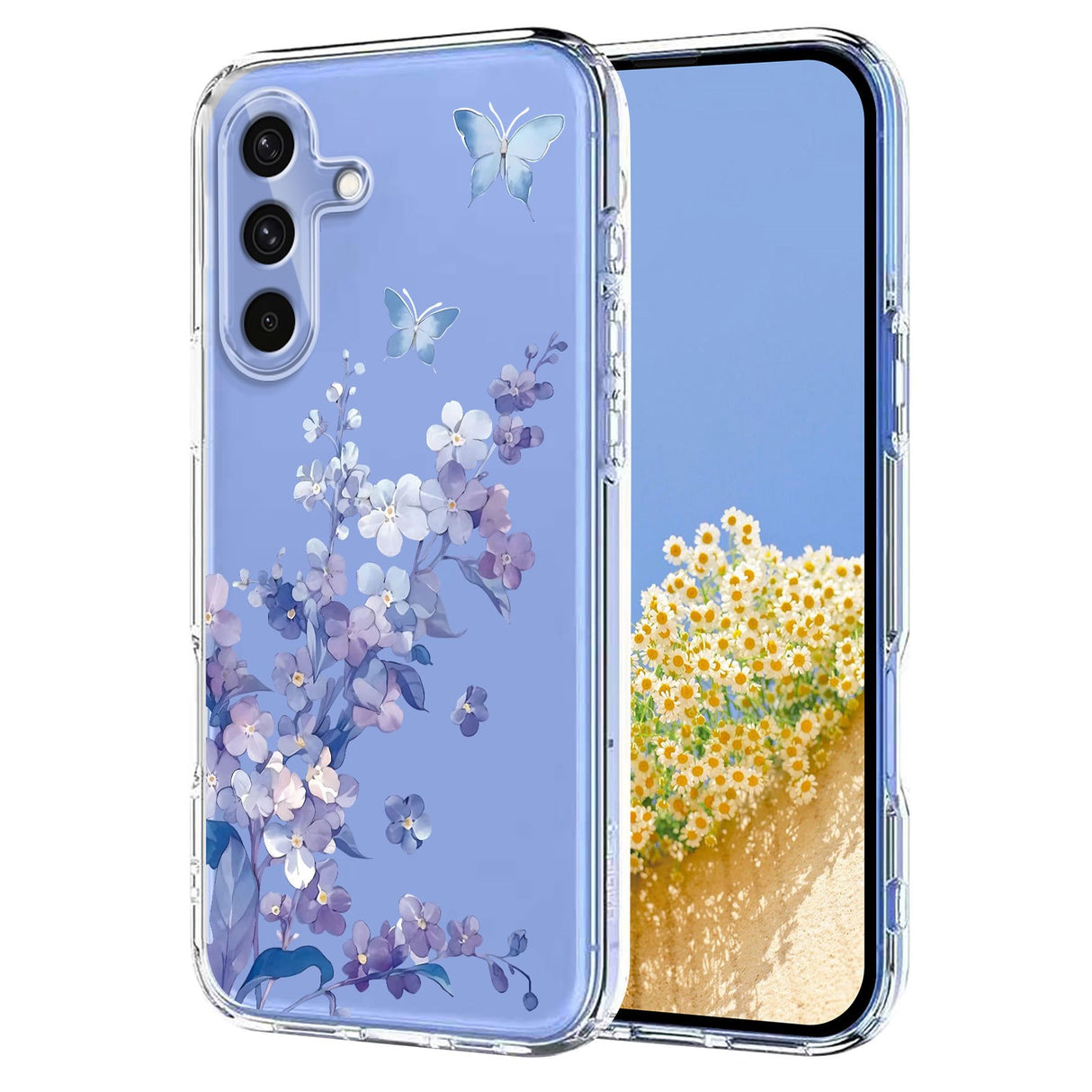 Samsung Galaxy S26 FE EIDERWOOD Flexible Plastic Case with Floral Motif - Transparent / Violets