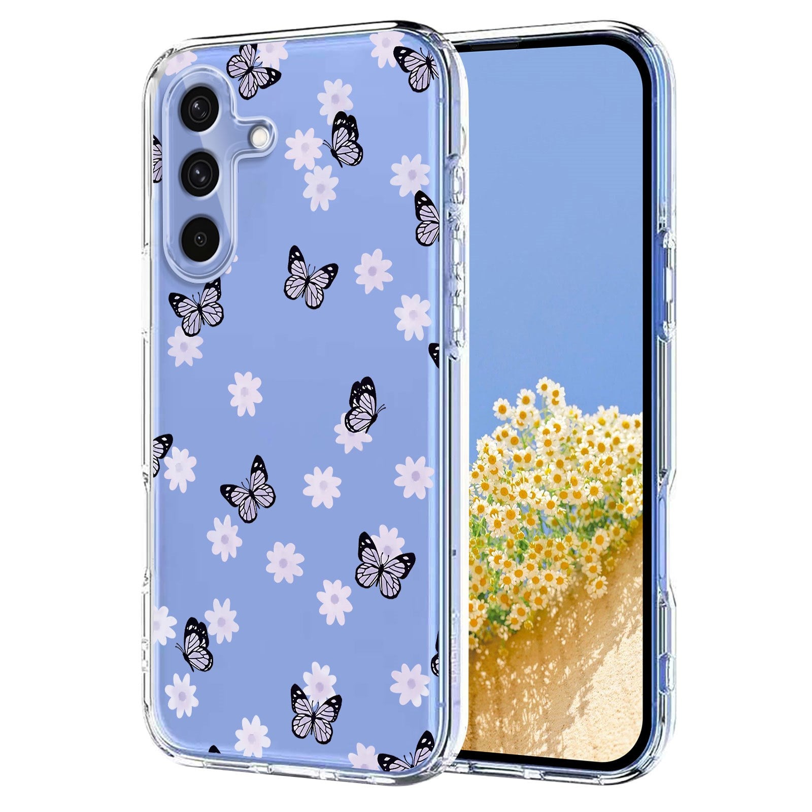 Samsung Galaxy S26 FE EIDERWOOD Flexible Plastic Case with Floral Motif - Transparent / Butterflies