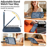 iPhone 18 Pro / 17 Pro Hybrid Plastic Case w. Shock-Absorbing Edges & Kickstand - MagSafe Compatible - Blue