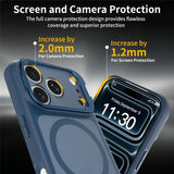 iPhone 18 Pro / 17 Pro Hybrid Plastic Case w. Shock-Absorbing Edges & Kickstand - MagSafe Compatible - Blue