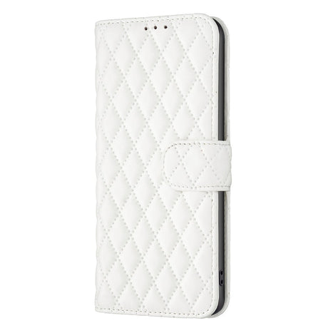 Google Pixel 11a EIDERWOOD Textured Faux Leather Flip Case with Card Holder & Stand Function - White