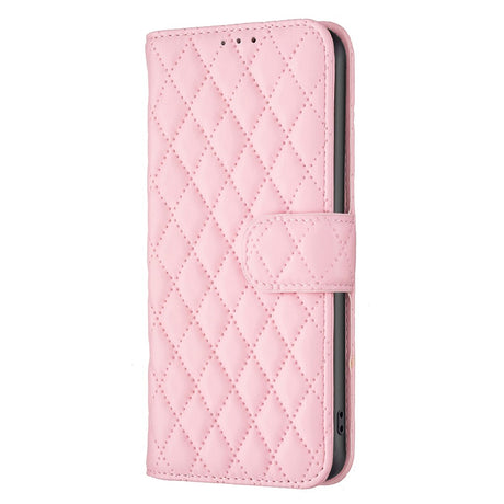 Google Pixel 11a EIDERWOOD Textured Faux Leather Flip Case with Card Holder & Stand Function - Pink