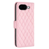 Google Pixel 11a EIDERWOOD Textured Faux Leather Flip Case with Card Holder & Stand Function - Pink
