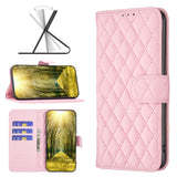 Google Pixel 11a EIDERWOOD Textured Faux Leather Flip Case with Card Holder & Stand Function - Pink