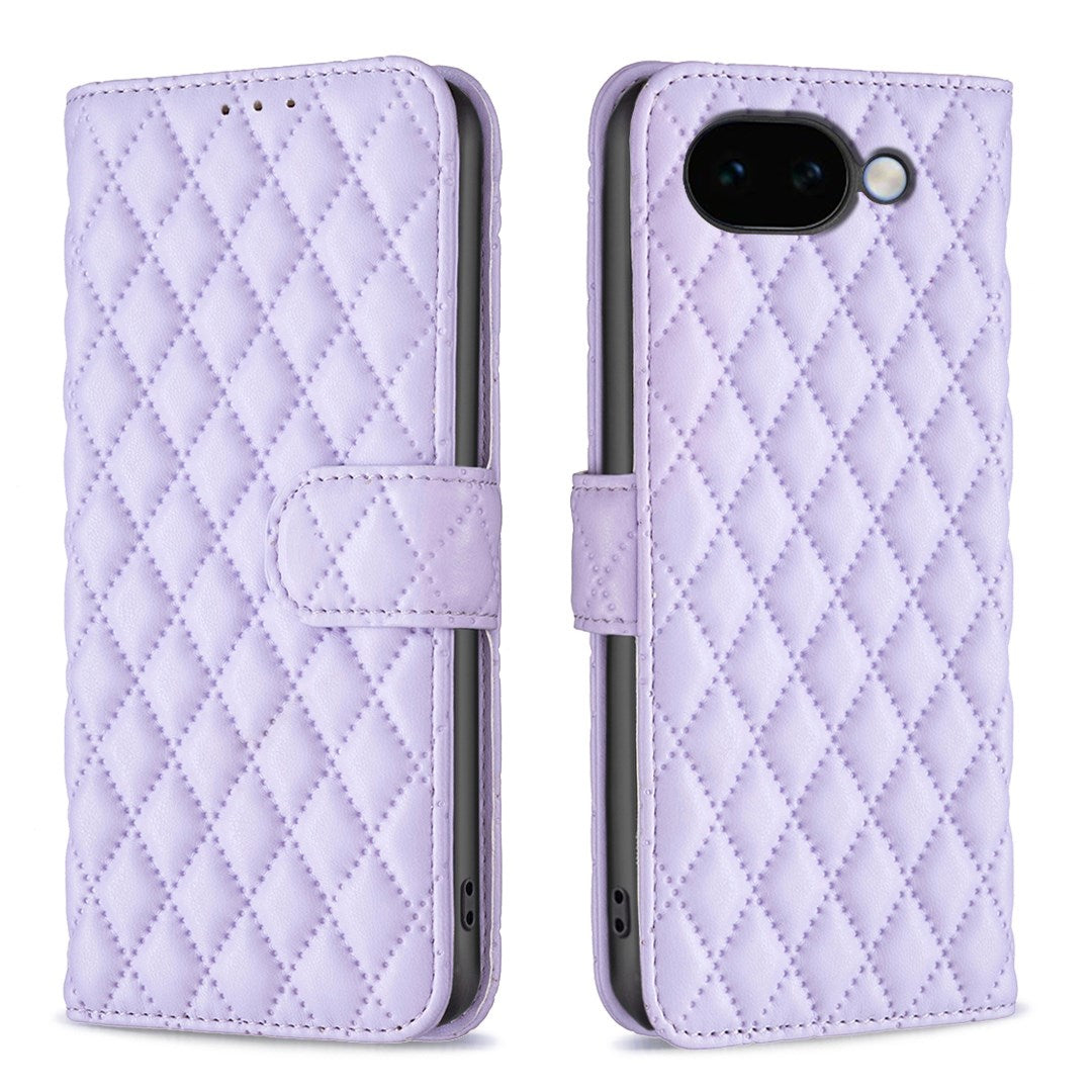 Google Pixel 11a EIDERWOOD Textured Faux Leather Flip Case with Card Holder & Stand Function - Purple