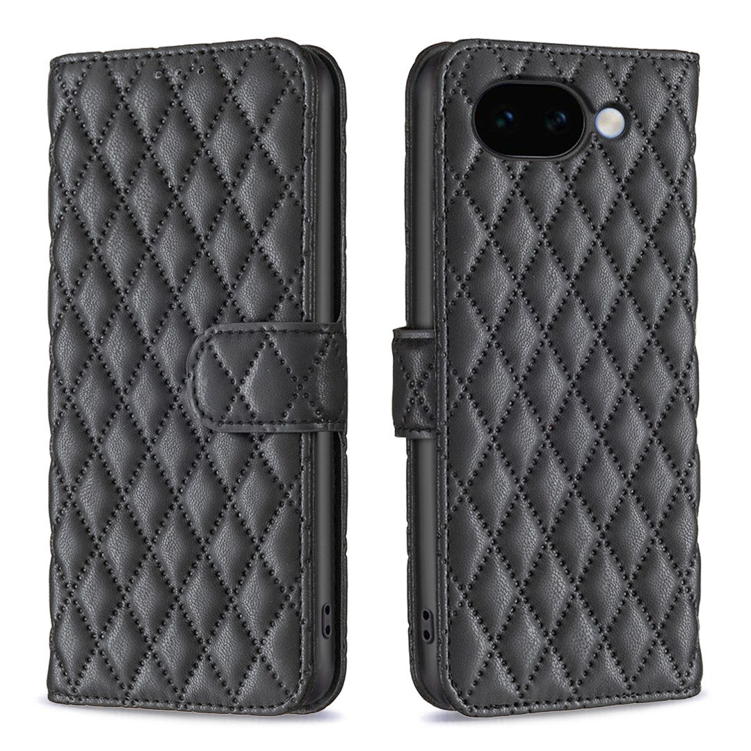 Google Pixel 11a EIDERWOOD Textured Faux Leather Flip Case with Card Holder & Stand Function - Black