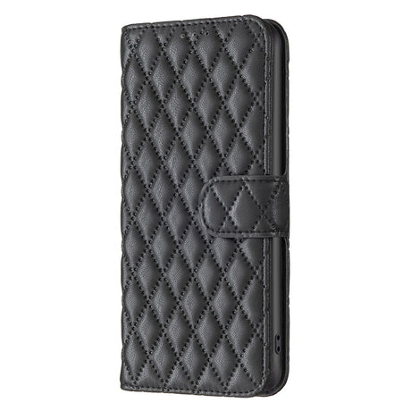 Google Pixel 11a EIDERWOOD Textured Faux Leather Flip Case with Card Holder & Stand Function - Black