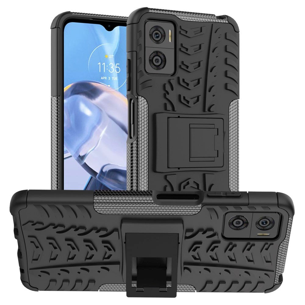 Motorola Moto E22 Cool Tyre Tough Case w. Stand - Black