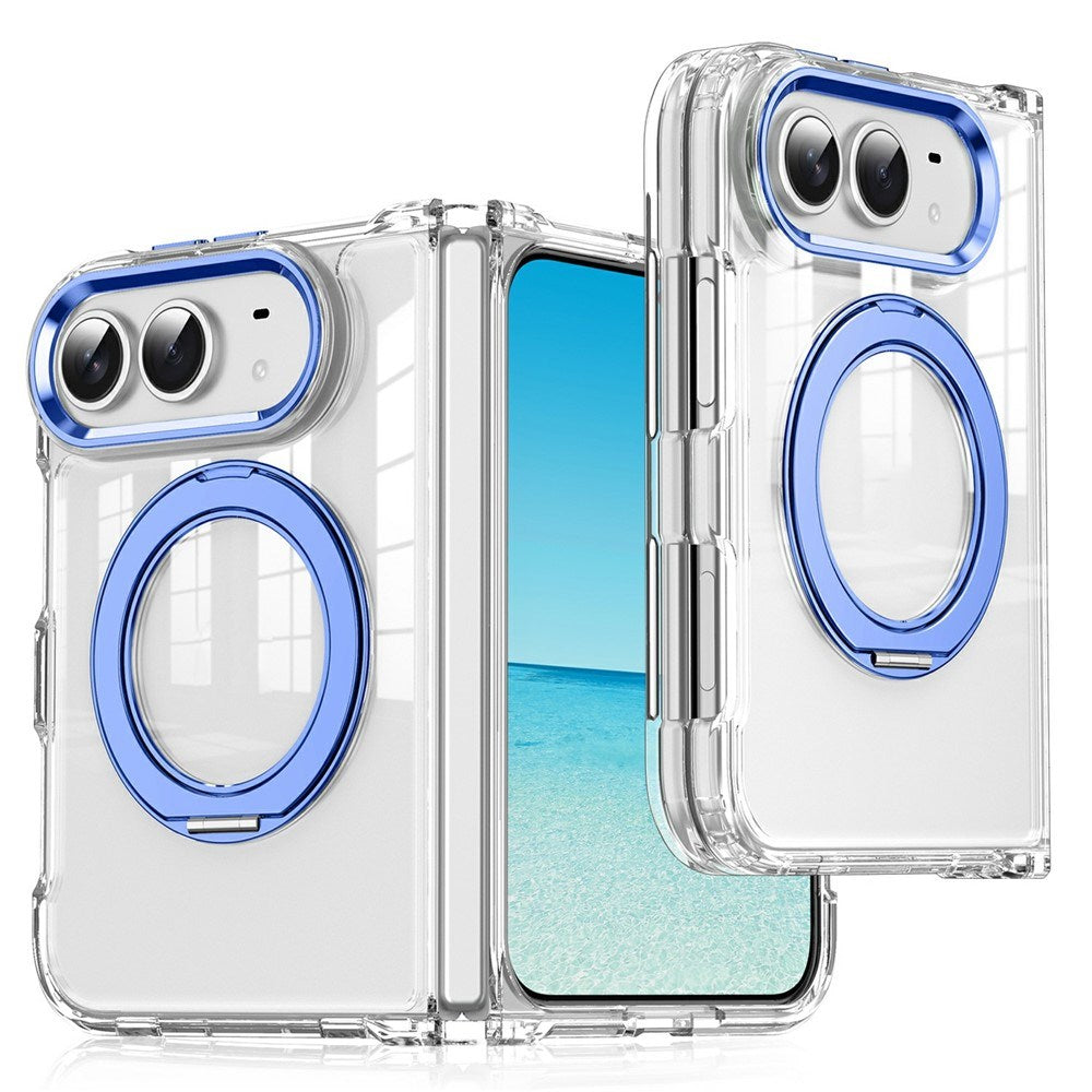 iPhone Fold EIDERWOOD Hybrid Case with Kickstand - MagSafe Compatible - Transparent / Blue