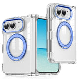 iPhone Fold EIDERWOOD Hybrid Case with Kickstand - MagSafe Compatible - Transparent / Blue