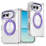 iPhone Fold EIDERWOOD Hybrid Case with Kickstand - MagSafe Compatible - Transparent / Purple