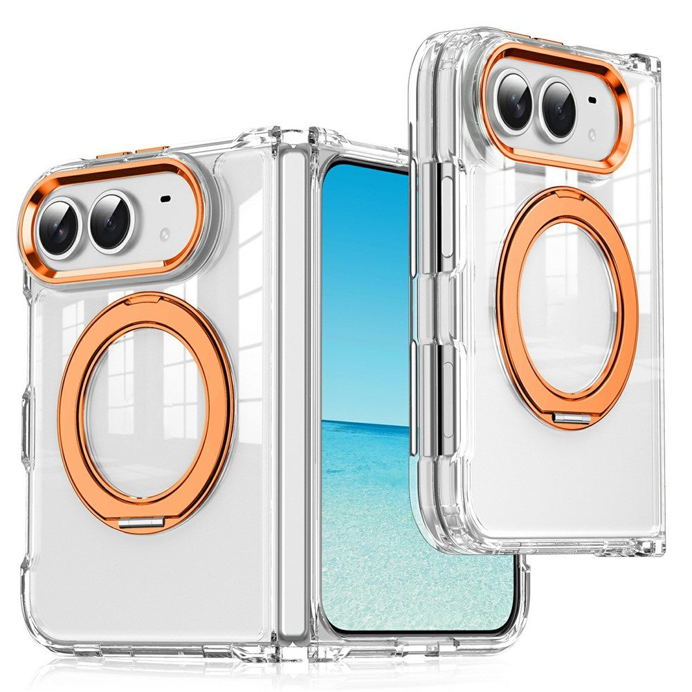 iPhone Duo EIDERWOOD Hybrid Case with Kickstand - MagSafe Compatible - Transparent / Orange