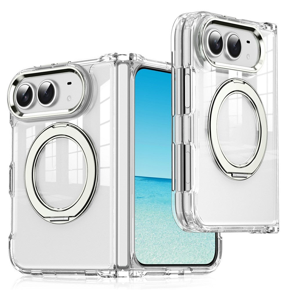 iPhone Duo EIDERWOOD Hybrid Case with Kickstand - MagSafe Compatible - Transparent / Silver
