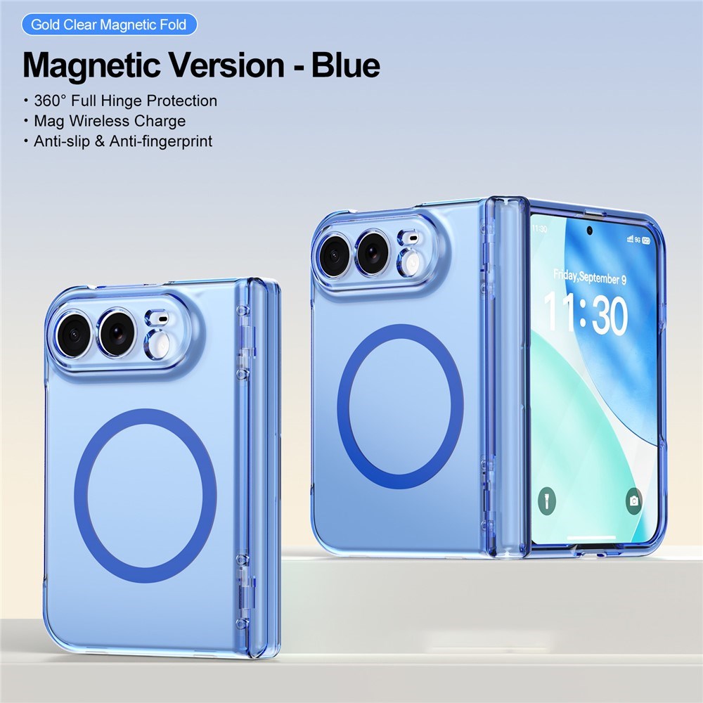 iPhone Fold EIDERWOOD Hybrid Case with Screen Protector - MagSafe Compatible - Transparent / Blue