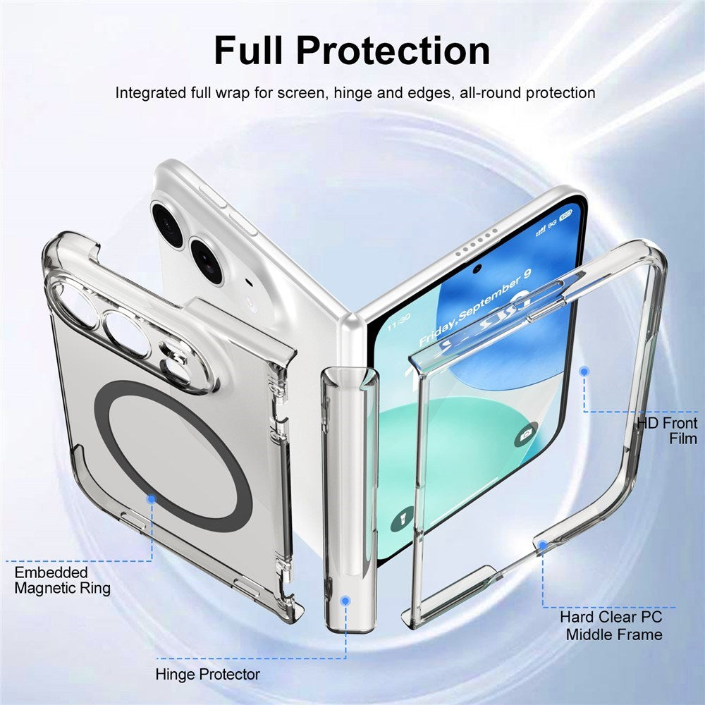 iPhone Fold EIDERWOOD Hybrid Case with Screen Protector - MagSafe Compatible - Transparent / Black