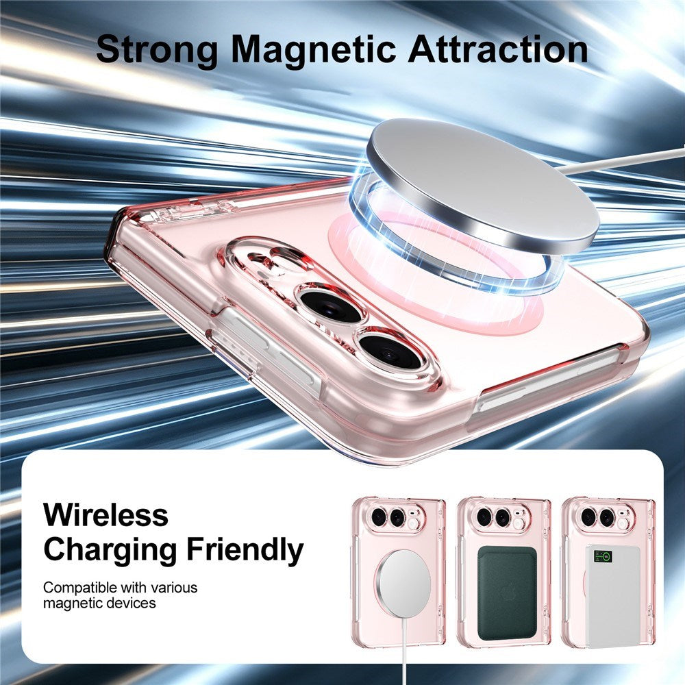 iPhone Fold EIDERWOOD Hybrid Case with Screen Protector - MagSafe Compatible - Transparent / Pink