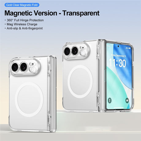 iPhone Fold EIDERWOOD Hybrid Case with Screen Protector - MagSafe Compatible - Transparent / White