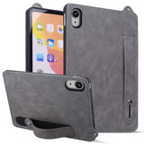 iPad Mini (2026) 8th Gen. EIDERWOOD Faux Leather Back Case with Strap Kickstand - Grey