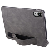 iPad Mini (2026) 8th Gen. EIDERWOOD Faux Leather Back Case with Strap Kickstand - Grey