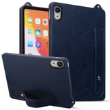 iPad Mini (2026) 8th Gen. EIDERWOOD Faux Leather Back Case with Strap Kickstand - Blue