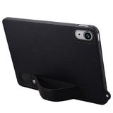 iPad Mini (2026) 8th Gen. EIDERWOOD Faux Leather Back Case with Strap Kickstand - Black