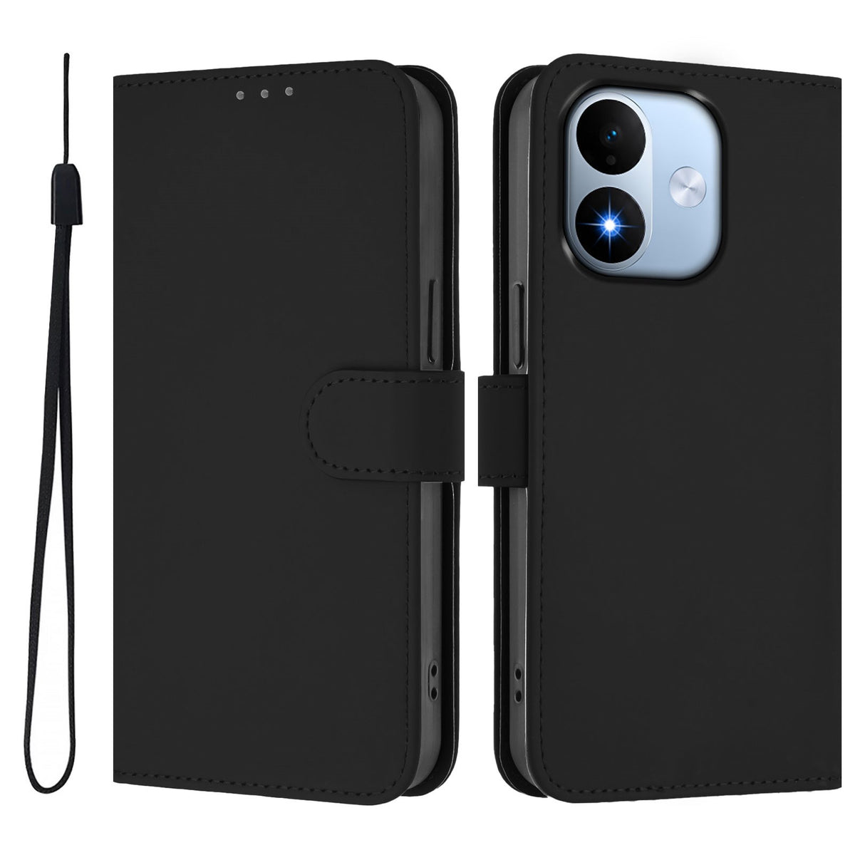 Xiaomi Redmi Note 17 (5G) EIDERWOOD Faux Leather Flip Case with Strap - Black