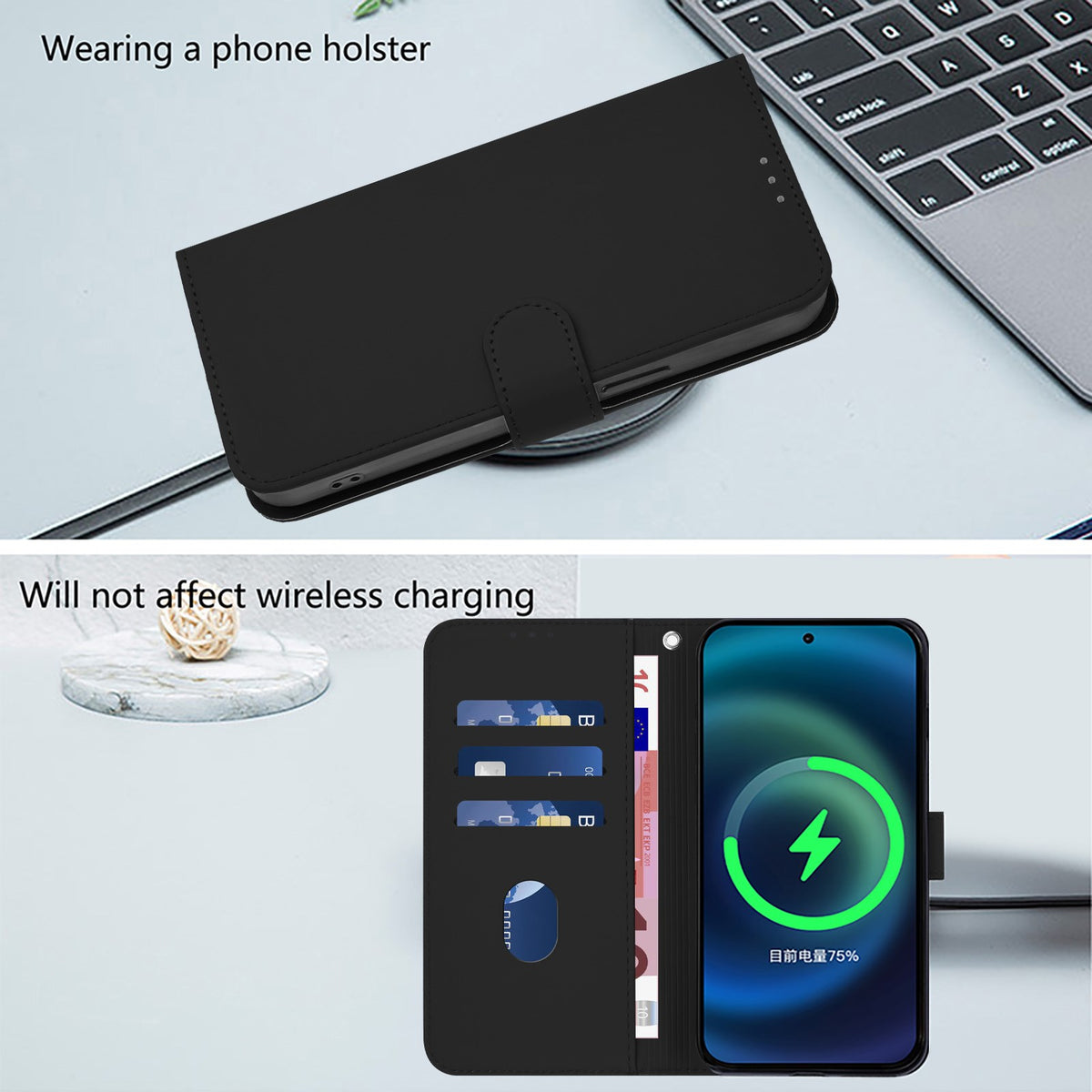 Xiaomi Redmi Note 17 (5G) EIDERWOOD Faux Leather Flip Case with Strap - Black