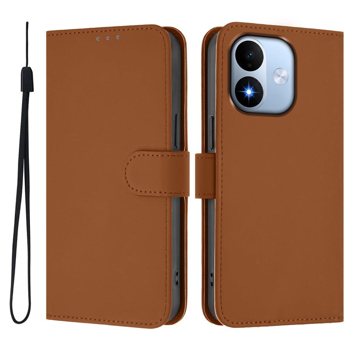 Xiaomi Redmi Note 17 (5G) EIDERWOOD Faux Leather Flip Case with Strap - Brown