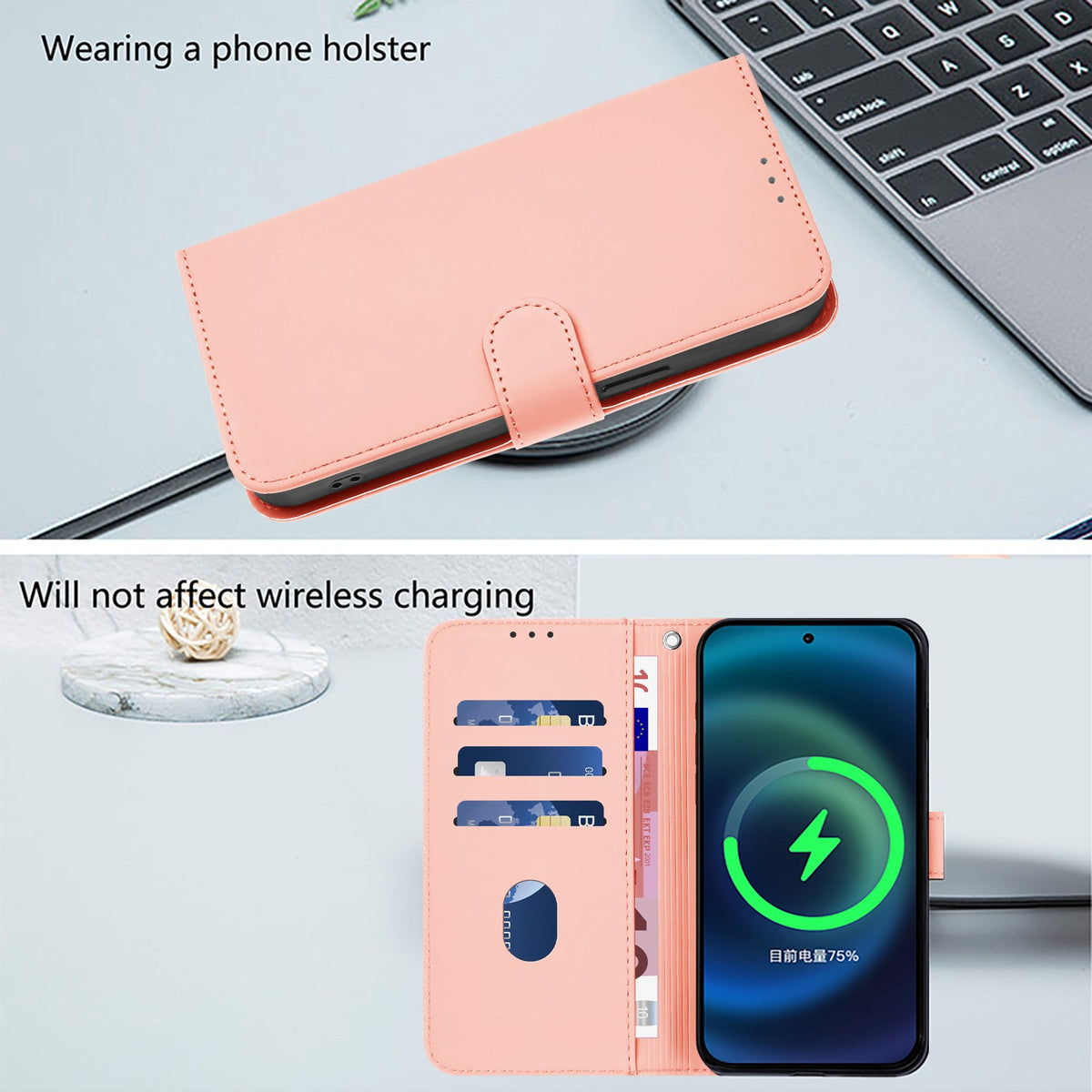 Xiaomi Redmi Note 17 (5G) EIDERWOOD Faux Leather Flip Case with Strap - Pink