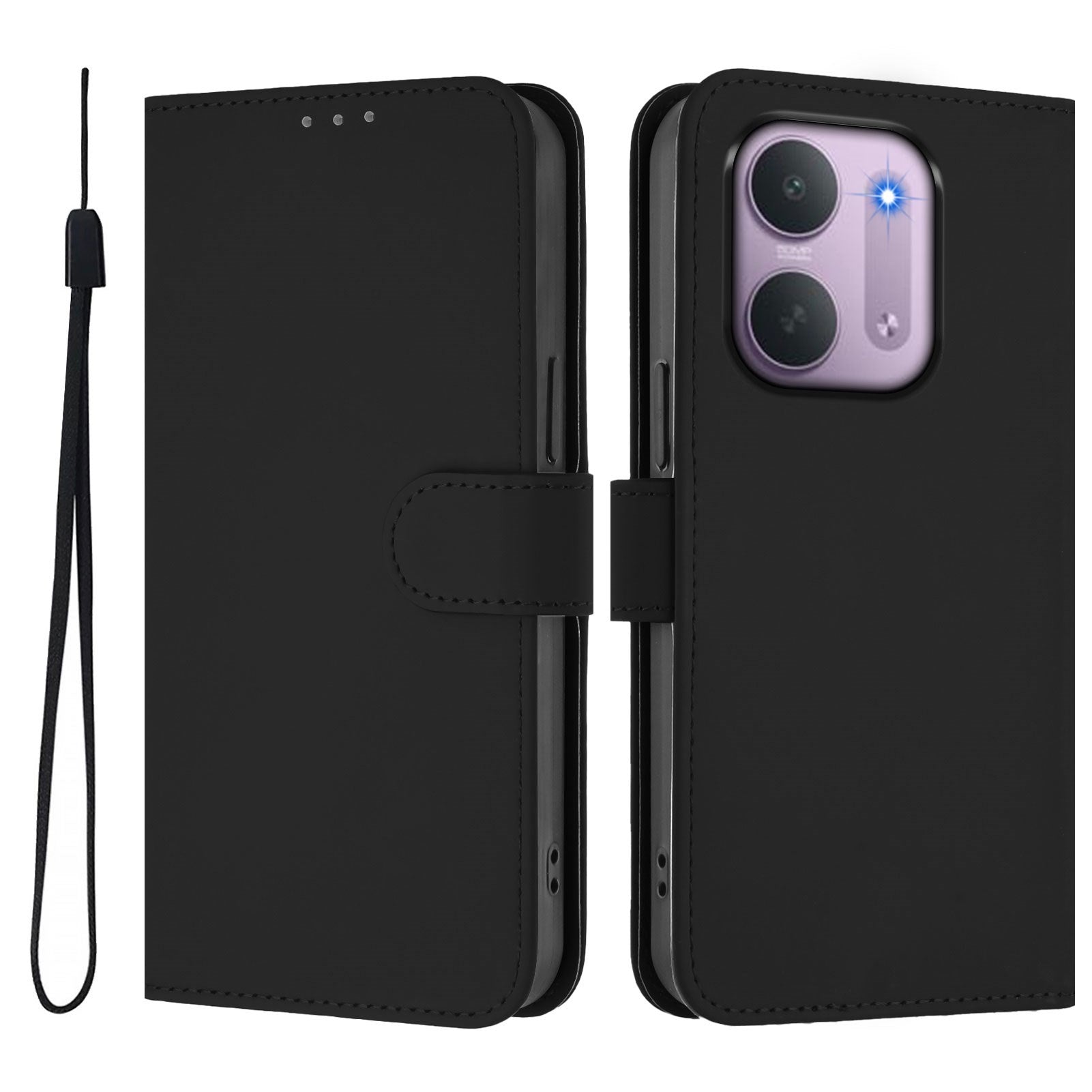 Xiaomi Redmi 17C (5G) EIDERWOOD Artificial Leather Flip Case with Strap - Black