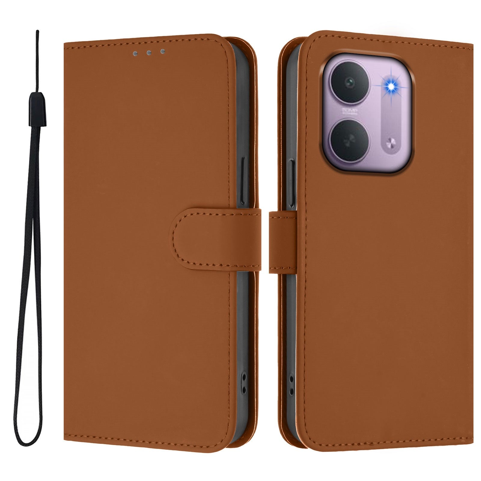 Xiaomi Redmi 17C (5G) EIDERWOOD Artificial Leather Flip Case with Strap - Brown