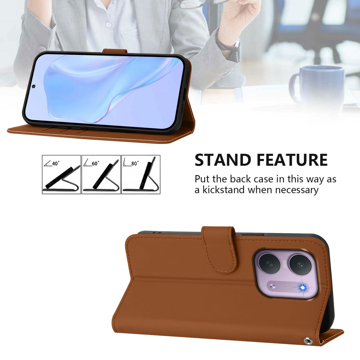 Xiaomi Redmi 17C (5G) EIDERWOOD Artificial Leather Flip Case with Strap - Brown