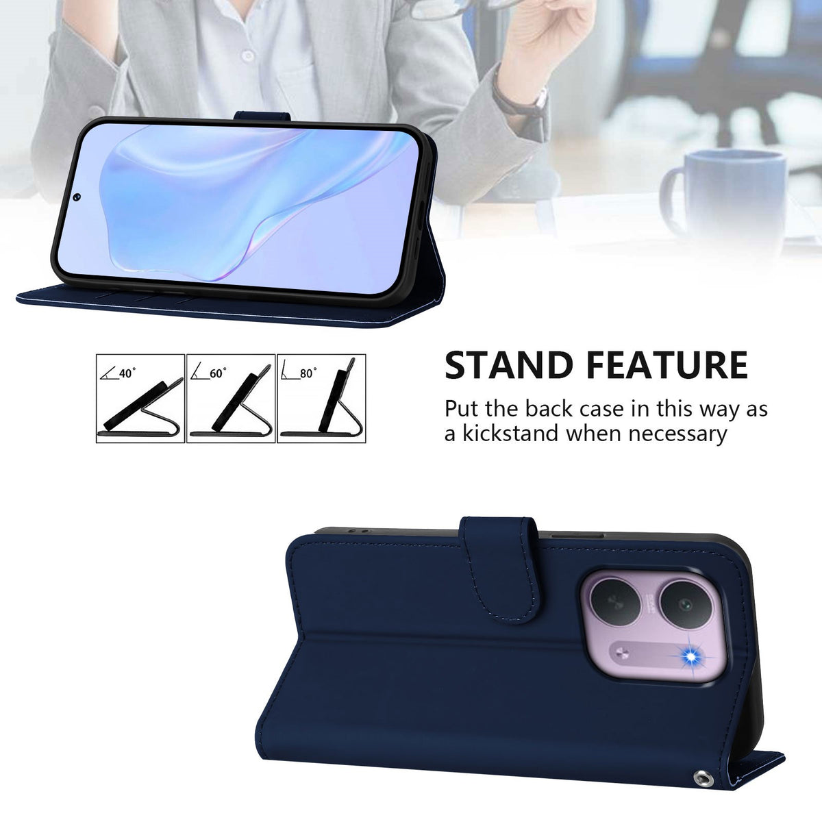 Xiaomi Redmi 17C (5G) EIDERWOOD Artificial Leather Flip Case with Strap - Blue