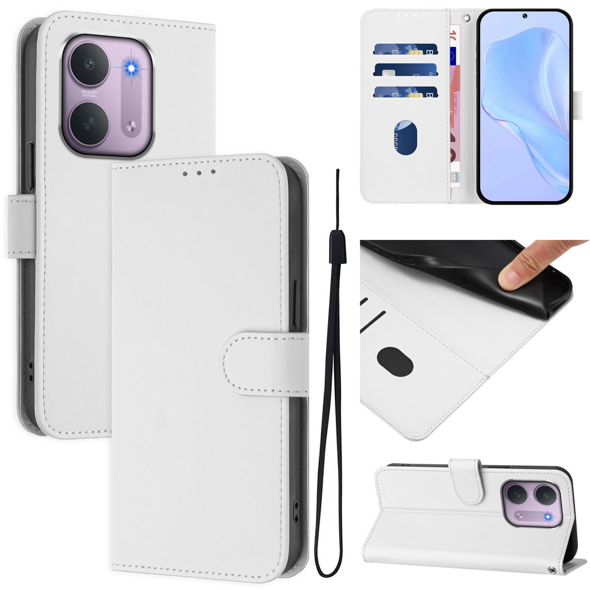 Xiaomi Redmi 17C (5G) EIDERWOOD Artificial Leather Flip Case with Strap - White