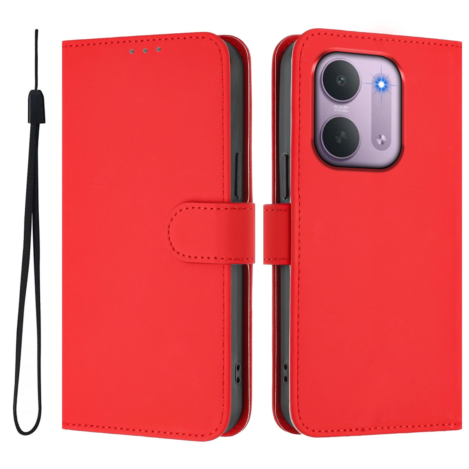Xiaomi Redmi 17C (5G) EIDERWOOD Artificial Leather Flip Case with Strap - Red