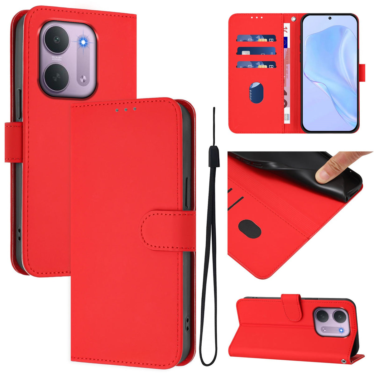 Xiaomi Redmi 17C (5G) EIDERWOOD Artificial Leather Flip Case with Strap - Red