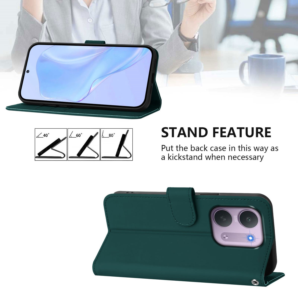Xiaomi Redmi 17C (5G) EIDERWOOD Artificial Leather Flip Case with Strap - Green