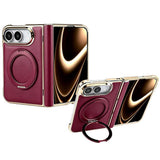 iPhone Duo EIDERWOOD Faux Leather Back Case with Kickstand - MagSafe Compatible - Red