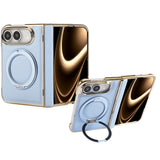 iPhone Duo EIDERWOOD Faux Leather Back Case with Kickstand - MagSafe Compatible - Blue