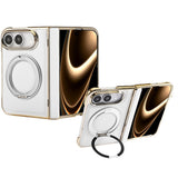 iPhone Duo EIDERWOOD Faux Leather Back Case with Kickstand - MagSafe Compatible - White