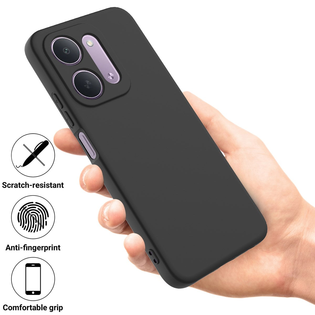 Xiaomi Redmi 17C (5G) EIDERWOOD Silicone Case w. Strap - Black