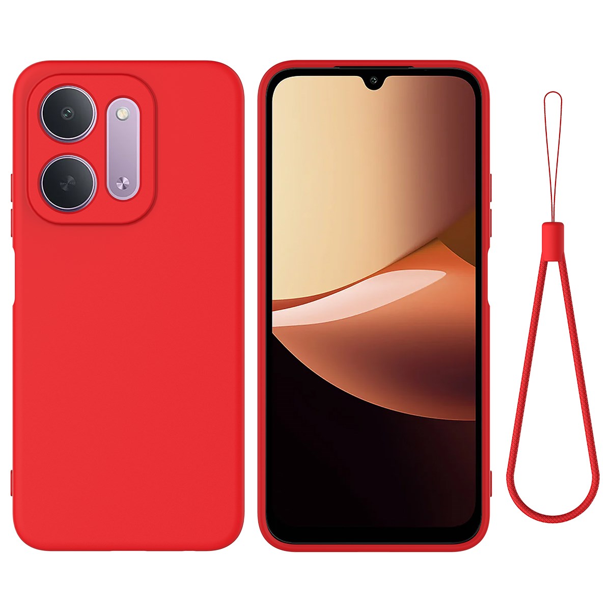 Xiaomi Redmi 17C (5G) EIDERWOOD Silicone Case w. Strap - Red