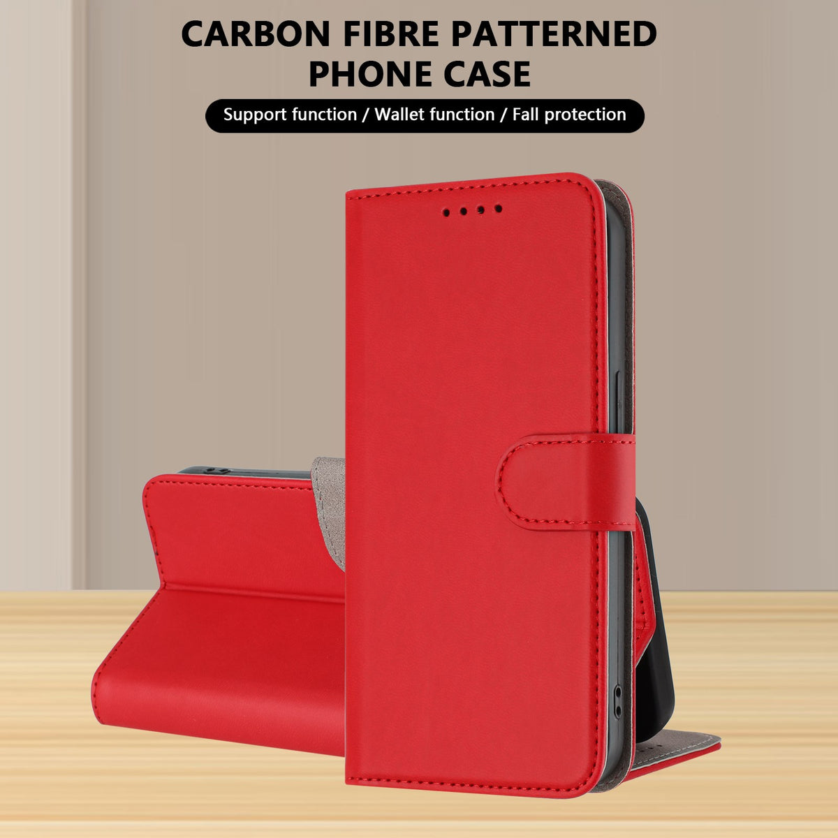 Xiaomi Redmi 17 (5G) / (4G) EIDERWOOD Artificial Leather Flip Case with Stand and Card Holder - Red