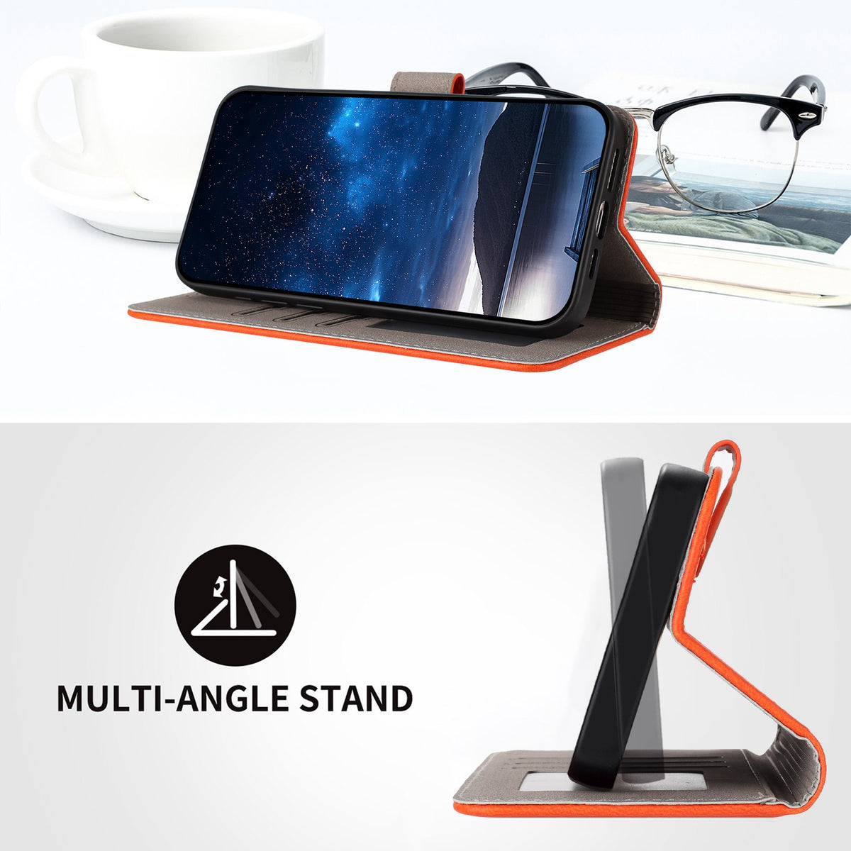 Xiaomi Redmi 17 (5G) / (4G) EIDERWOOD Artificial Leather Flip Case with Stand and Card Holder - Orange
