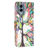 Nokia X30 Leather Wallet Case w. Print - Colorful Tree