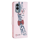 Nokia X30 Leather Wallet Case w. Print - Giraffe