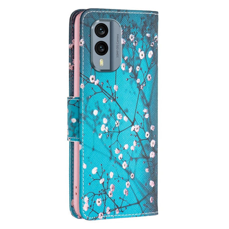 Nokia X30 Leather Wallet Case w. Print - Tree with Flowers