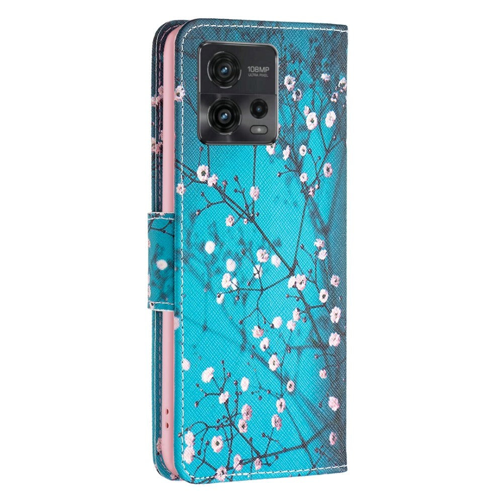 Motorola Moto G72 Leather Case w. Wallet - Flowering