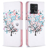 Motorola Moto G72 Leather Case w. Wallet - Flowers Tree